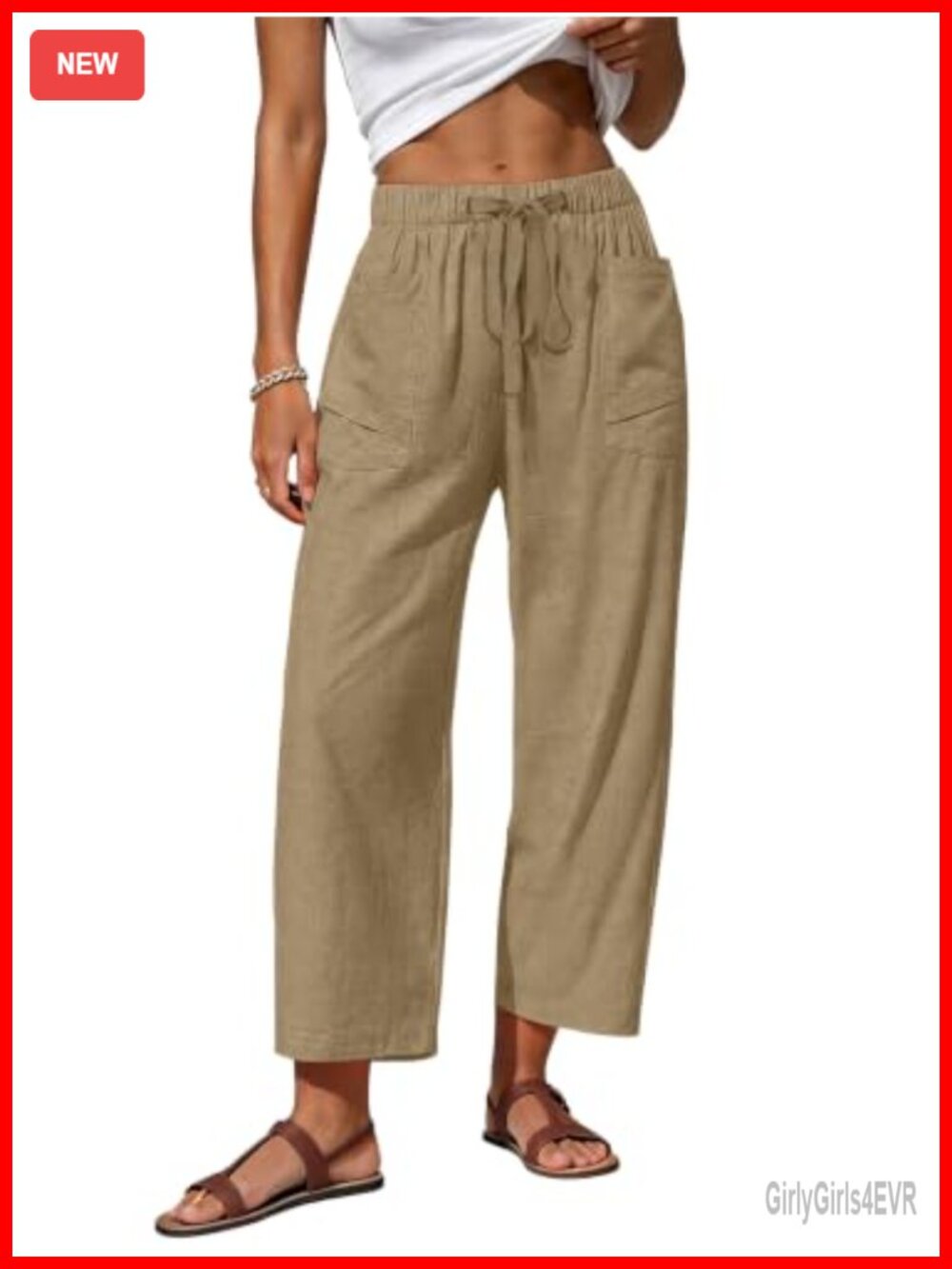 Faux Linen Barrel Pants Comfy Lounge Pants with Pockets Womens